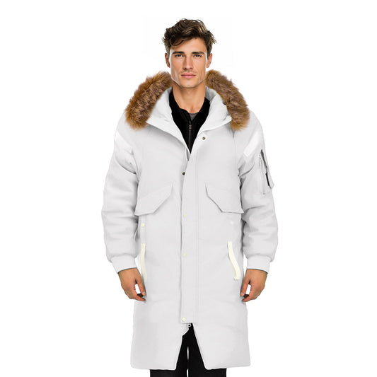 White Winter Fur Hooded Thick Overcoat Jacket