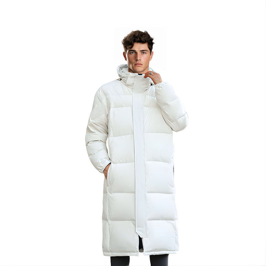 White Winter Hooded Overcoat Long Jacket